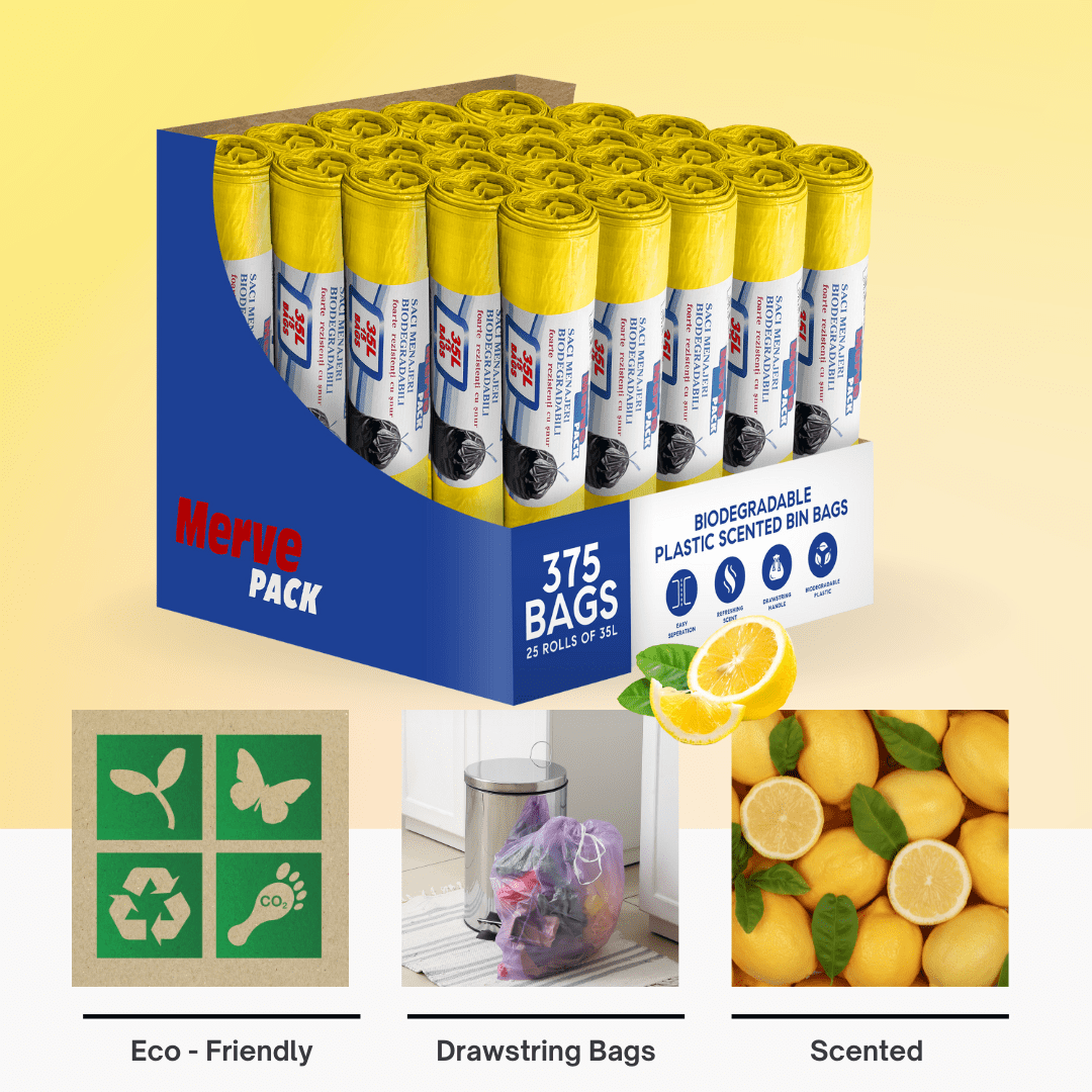 35L (375 Bags) - Lemon Scented Bin Bags with Drawsting - YouKind