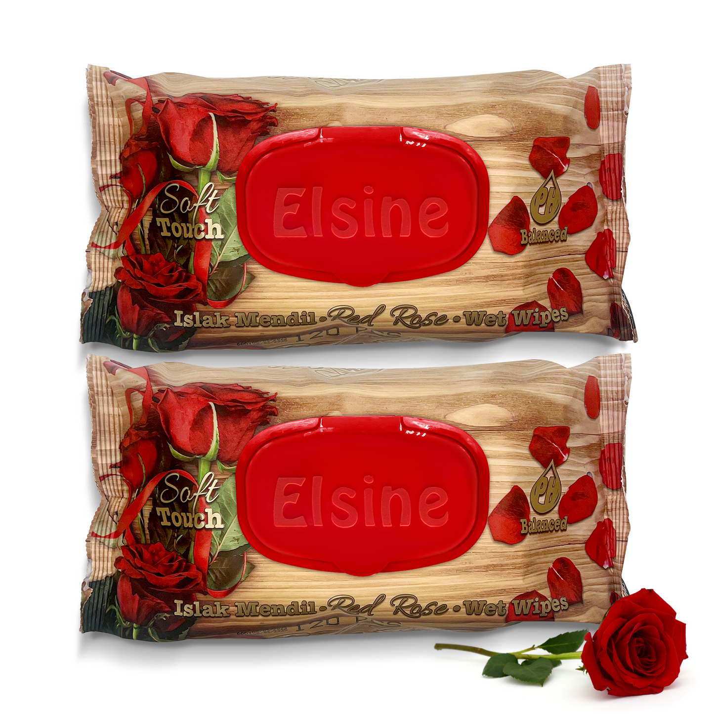 Red Rose Wet Wipes - 120 Sheets per Pack, Alcohol Free, Soft and Thick Waterwipes for Essential Personal Hygiene