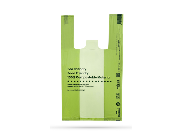 Large 20 Liter (50 Bags per pack)- 100% Compostable Carrier Bags with Handle - Versatile for Grocery, Food Take-aways, and Household Use