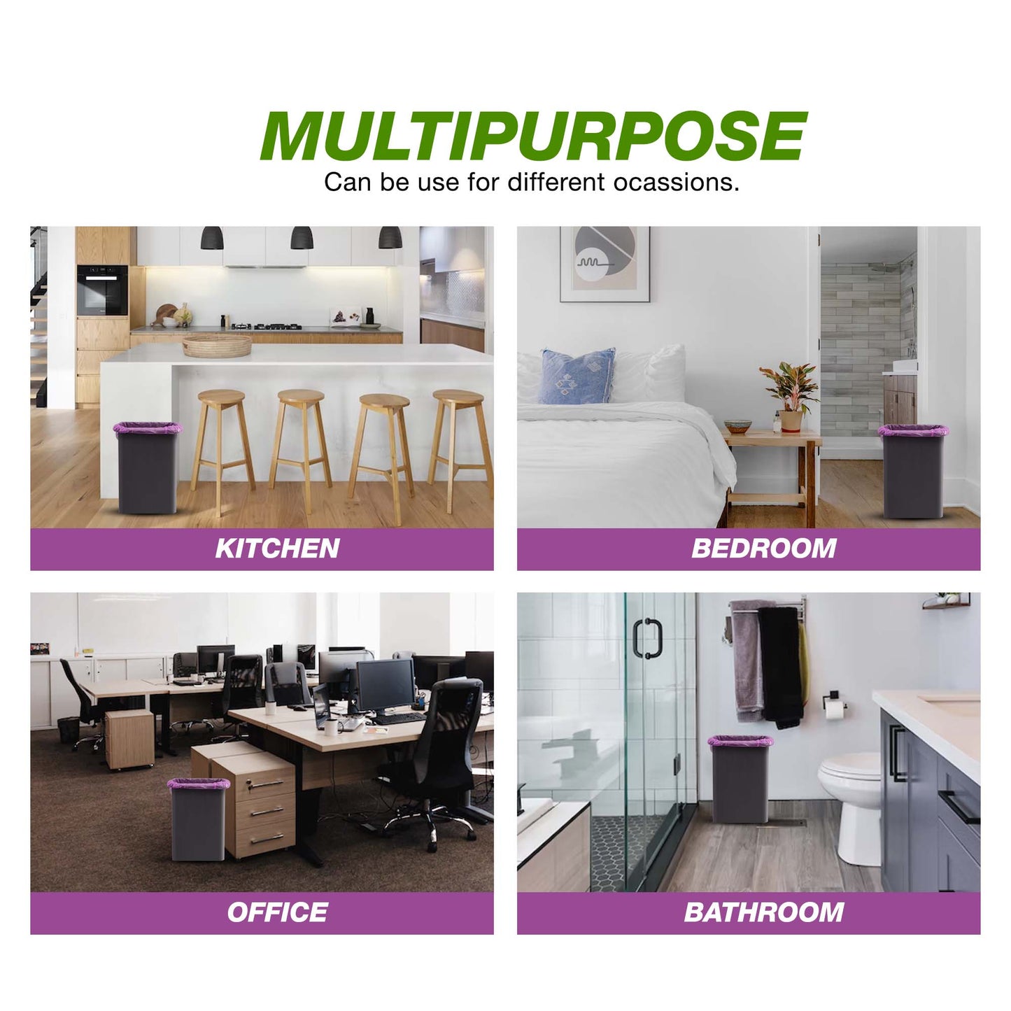 40L Bin Bags - 345 Counts Lavender Scented Bin Liners with Drawstrings - YouKind