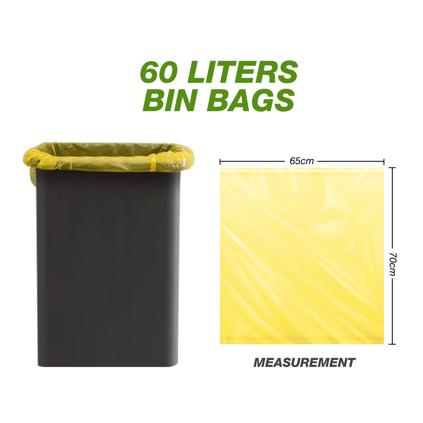 60L Bin Bags - Lemon Scented Bin Bags with Drawstrings - YouKind
