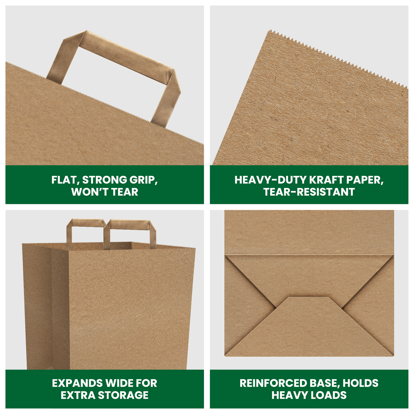 Large Kraft Paper Bags with Handle for Restaurants, Coffee Shops, Boutique and Special Occasions - YouKind