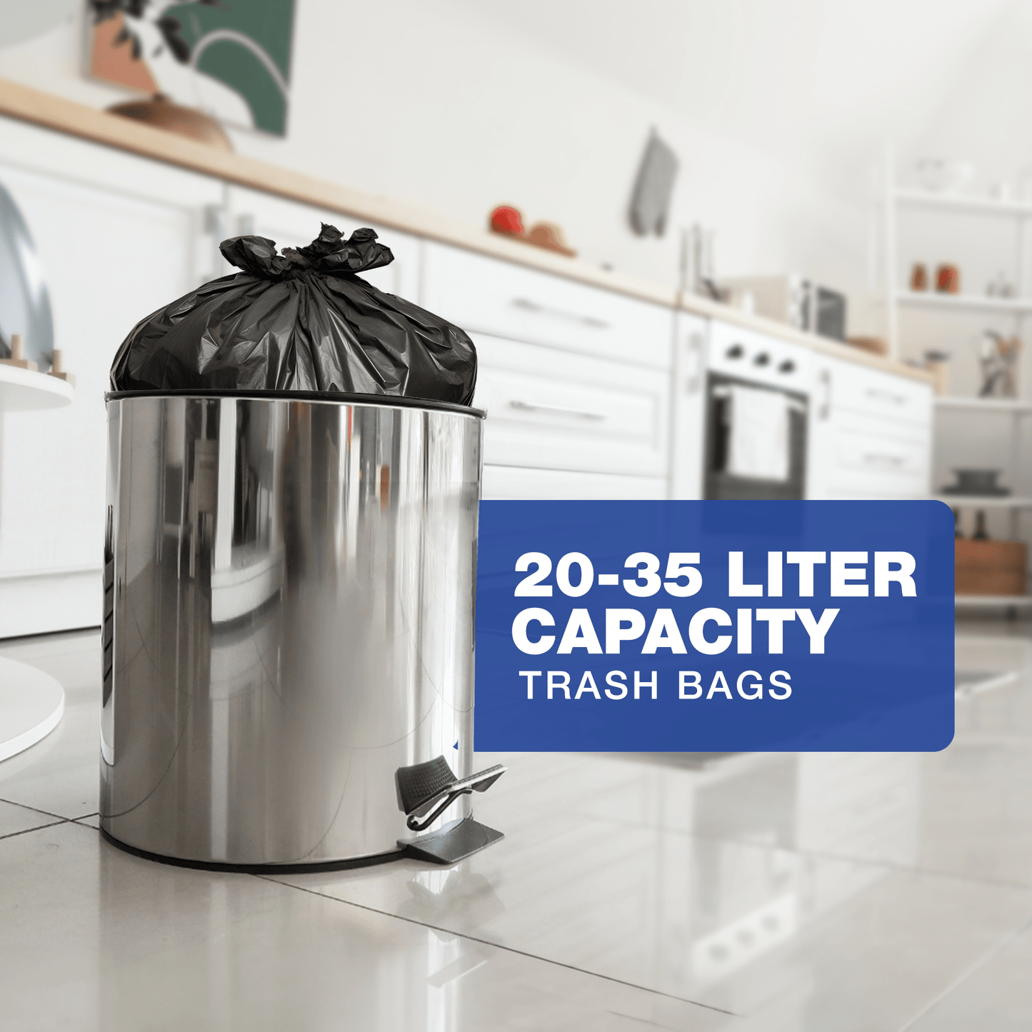 20L - 35L (30 Bags per Roll) - Black Bin Bags - 100% Made of Recycled Material - YouKind