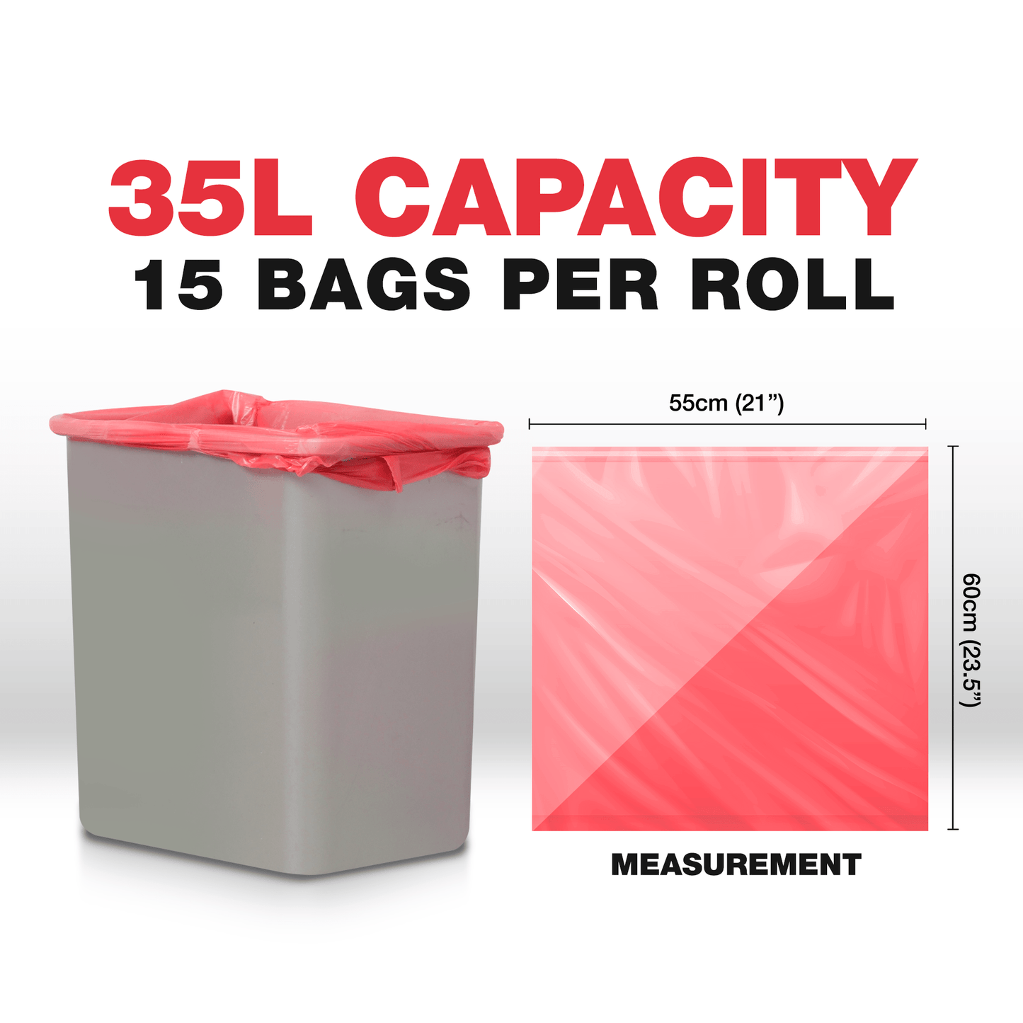 35L (15 Bags per roll) - Strawberry Scented Bin Bags with Drawsting - YouKind