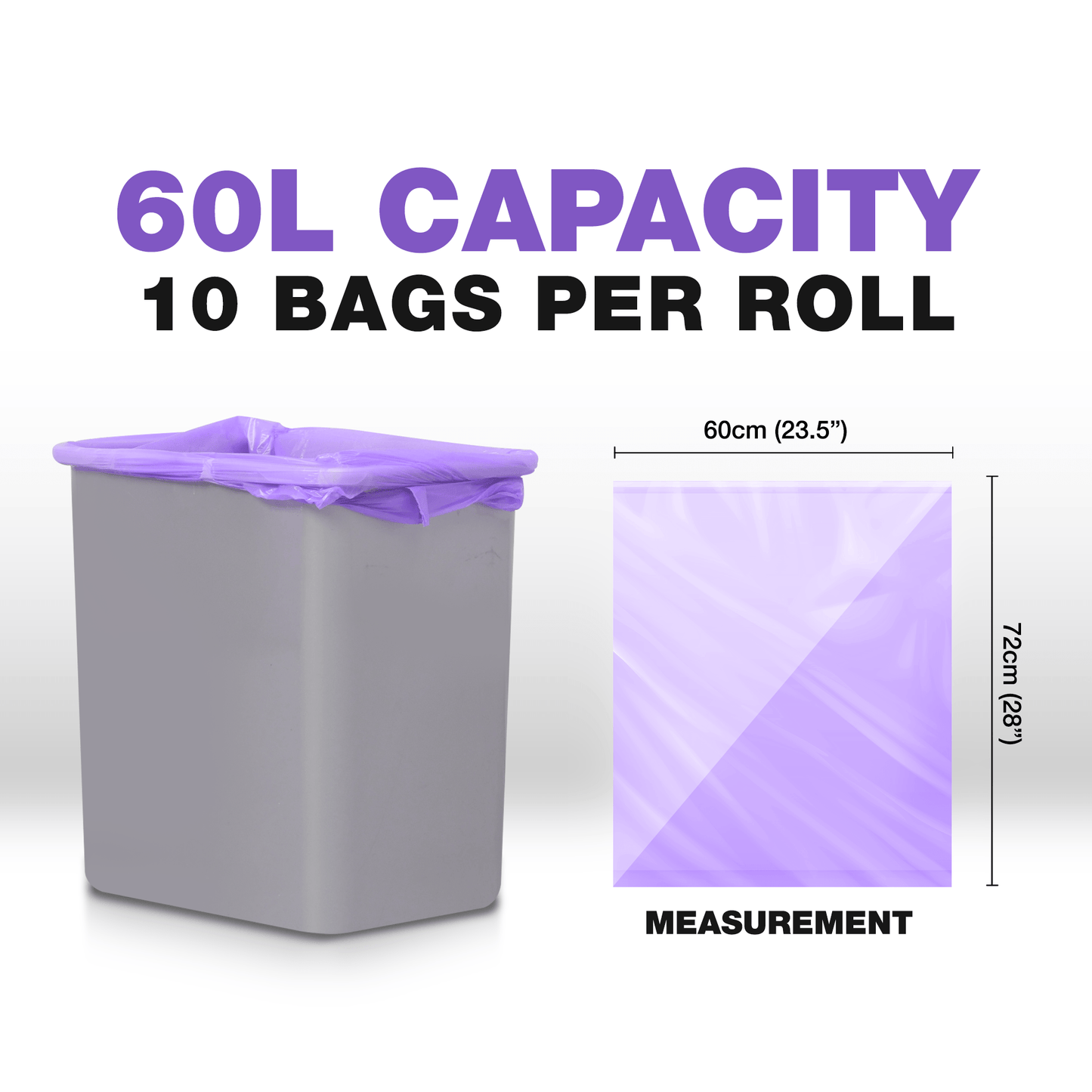 60L (250 Bags) - Lavender Scented Bin Bags with Drawsting - YouKind