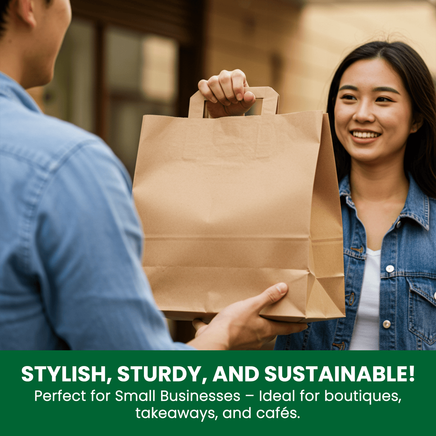 Large Kraft Paper Bags with Handle for Restaurants, Coffee Shops, Boutique and Special Occasions - YouKind