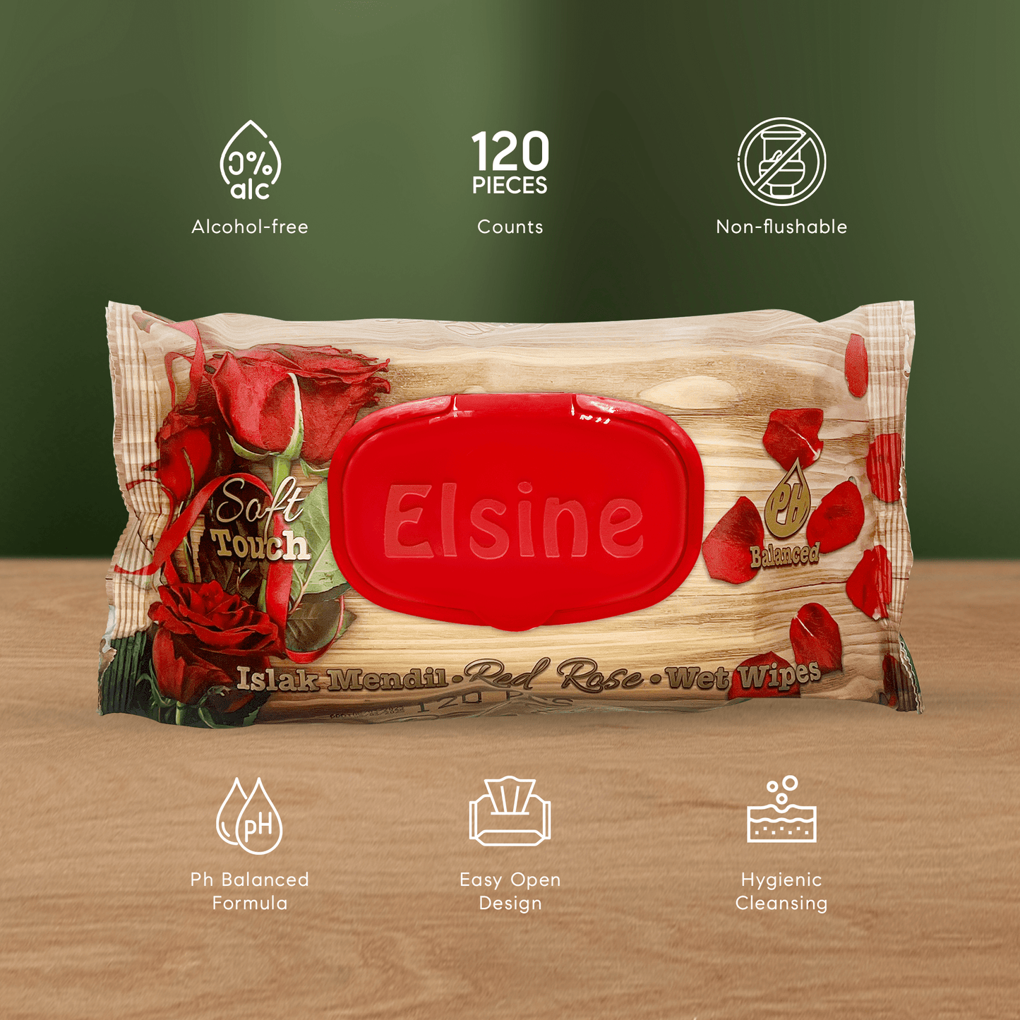 1200 Wipes - Red Rose Scented Wet Wipes - Thick and Gentle Body Cleansing Wipes - YouKind