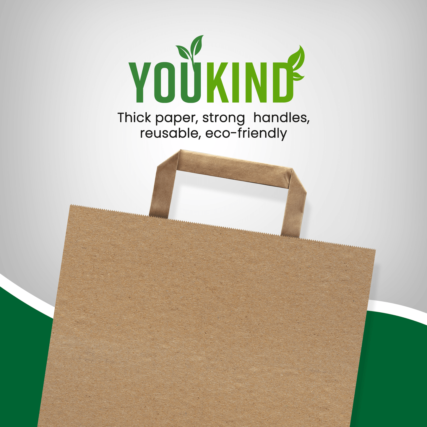 Large Kraft Paper Bags with Handle for Restaurants, Coffee Shops, Boutique and Special Occasions - YouKind