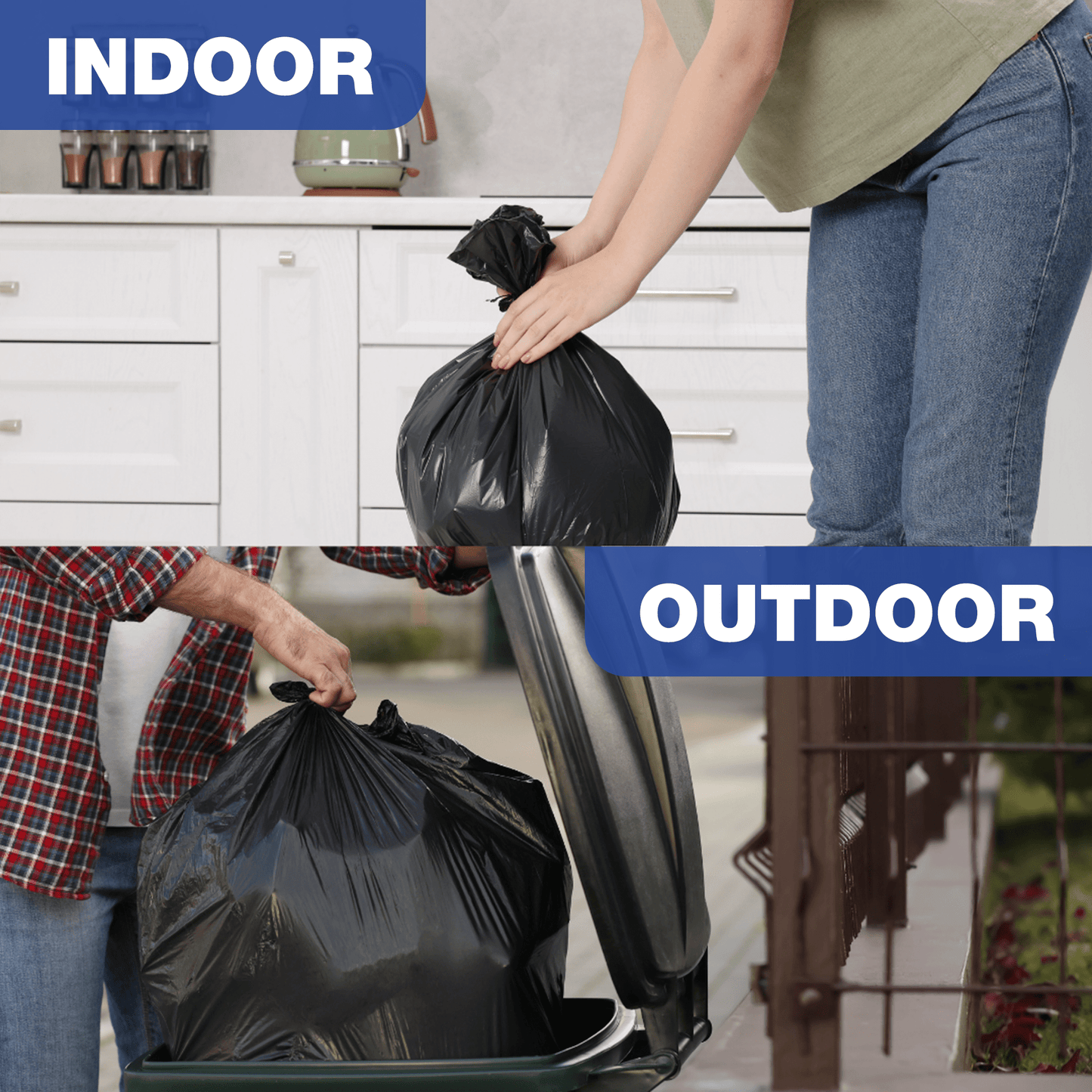 100L - 120L (10 Bags per Roll) - Black Bin Bags - 100% Made of Recycled Material - YouKind