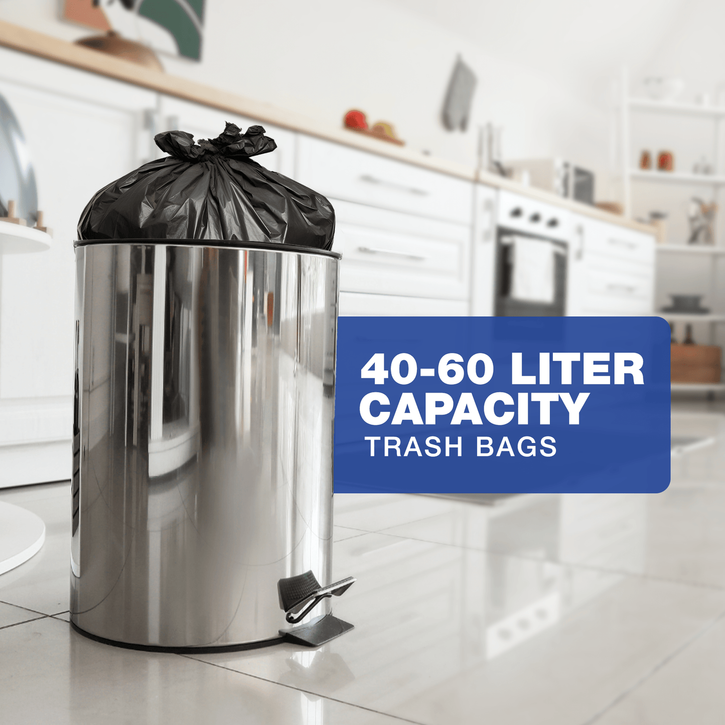 40L - 60L (20 Bags per Roll) - Black Bin Bags - 100% Made of Recycled Material - YouKind