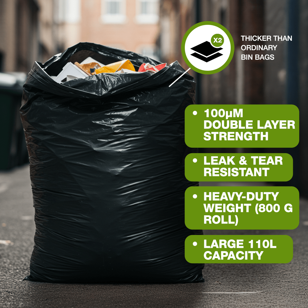 110L Extra Strong Refuse Sacks - 100µm (100 Bags) - YouKind