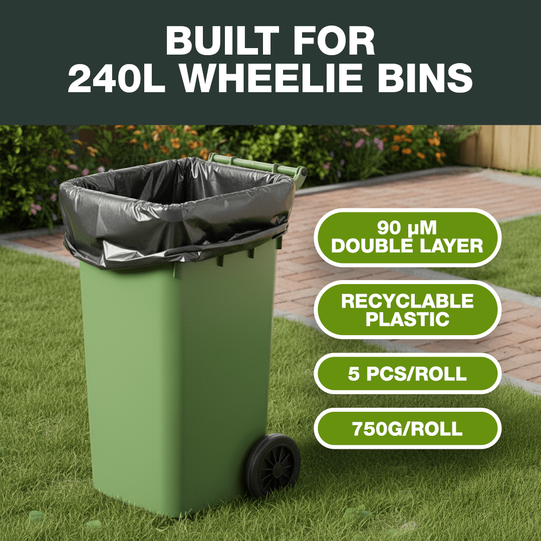 240L Heavy Duty Bin Bags - Extra Strong Black Bin Bags Heavy Duty Refuse Sacks 90µm Double Layer (50 Bags) - YouKind