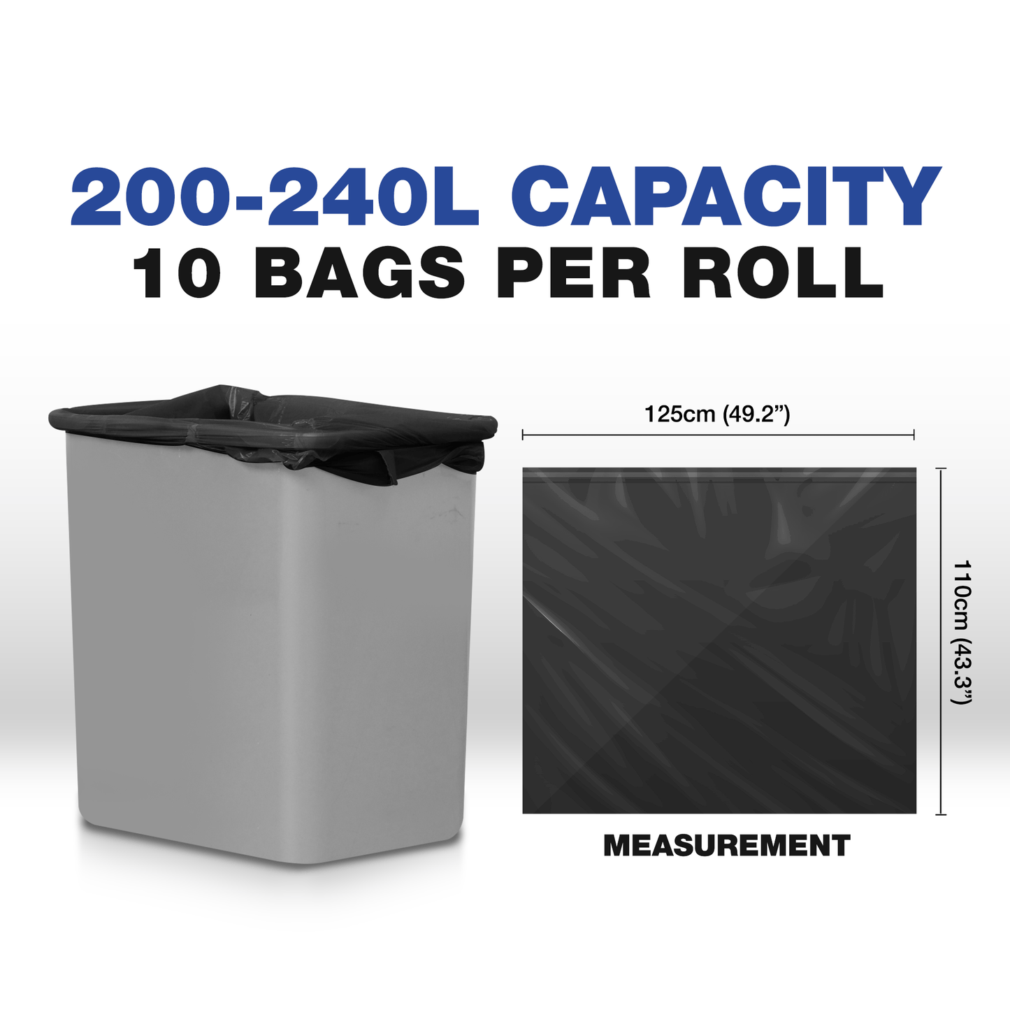 Recycled Trash Bags | 200L - 240L (10 Counts per Roll) 100% Made of Recycled Material - YouKind