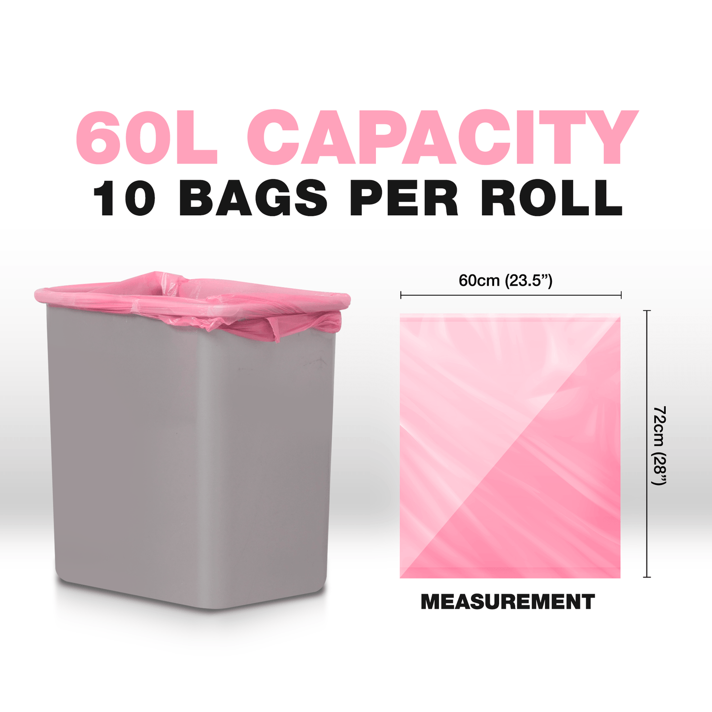 60L (10 Bags per roll) - Rose Scented Bin Bags with Drawsting - YouKind