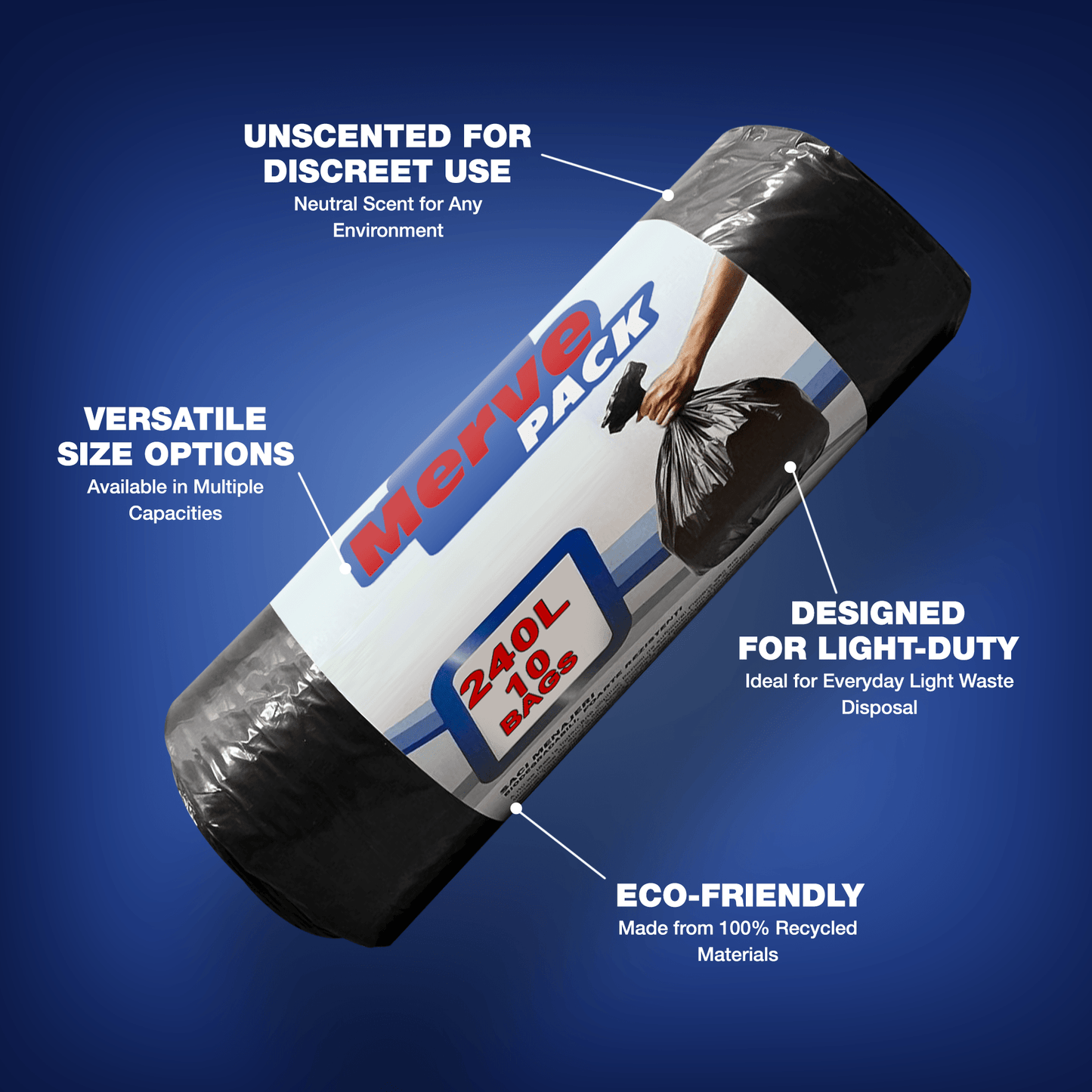 Recycled Trash Bags | 200L - 240L (10 Counts per Roll) 100% Made of Recycled Material - YouKind
