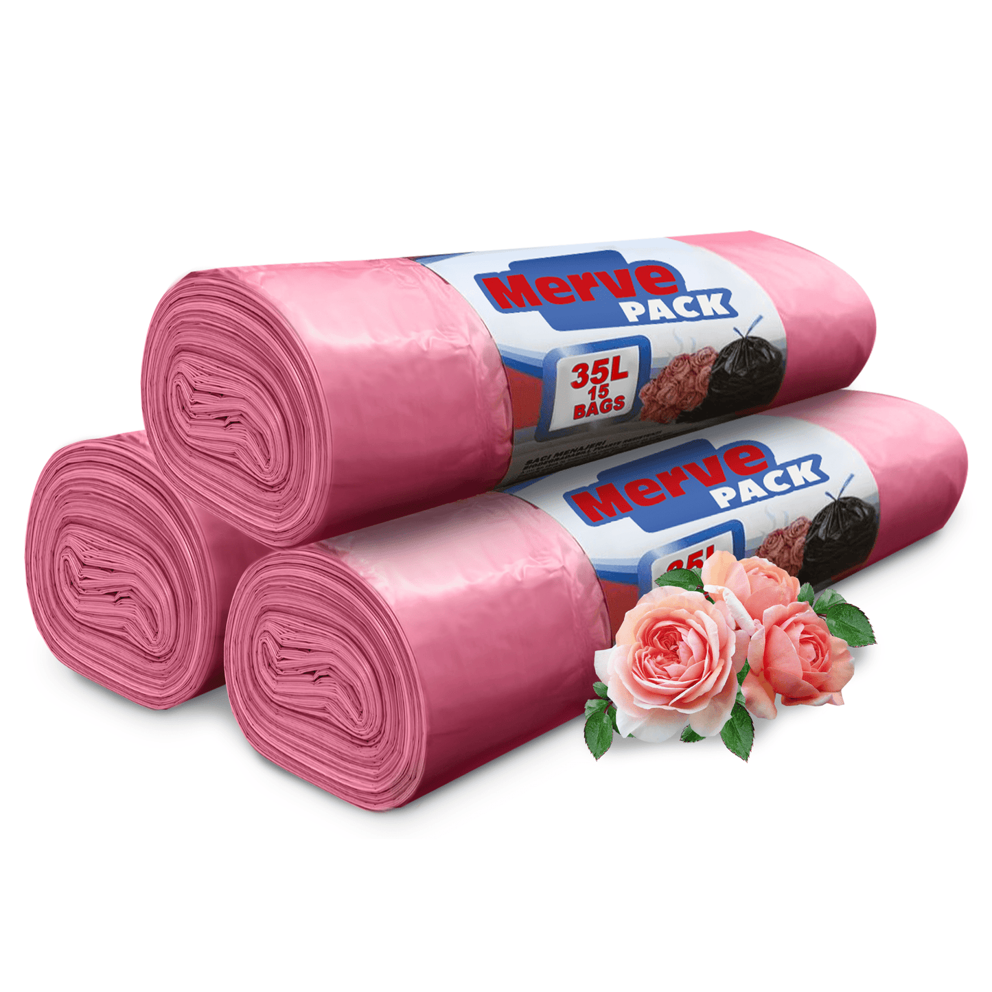 35L (375 Bags) - Rose Scented Bin Bags with Drawsting - YouKind