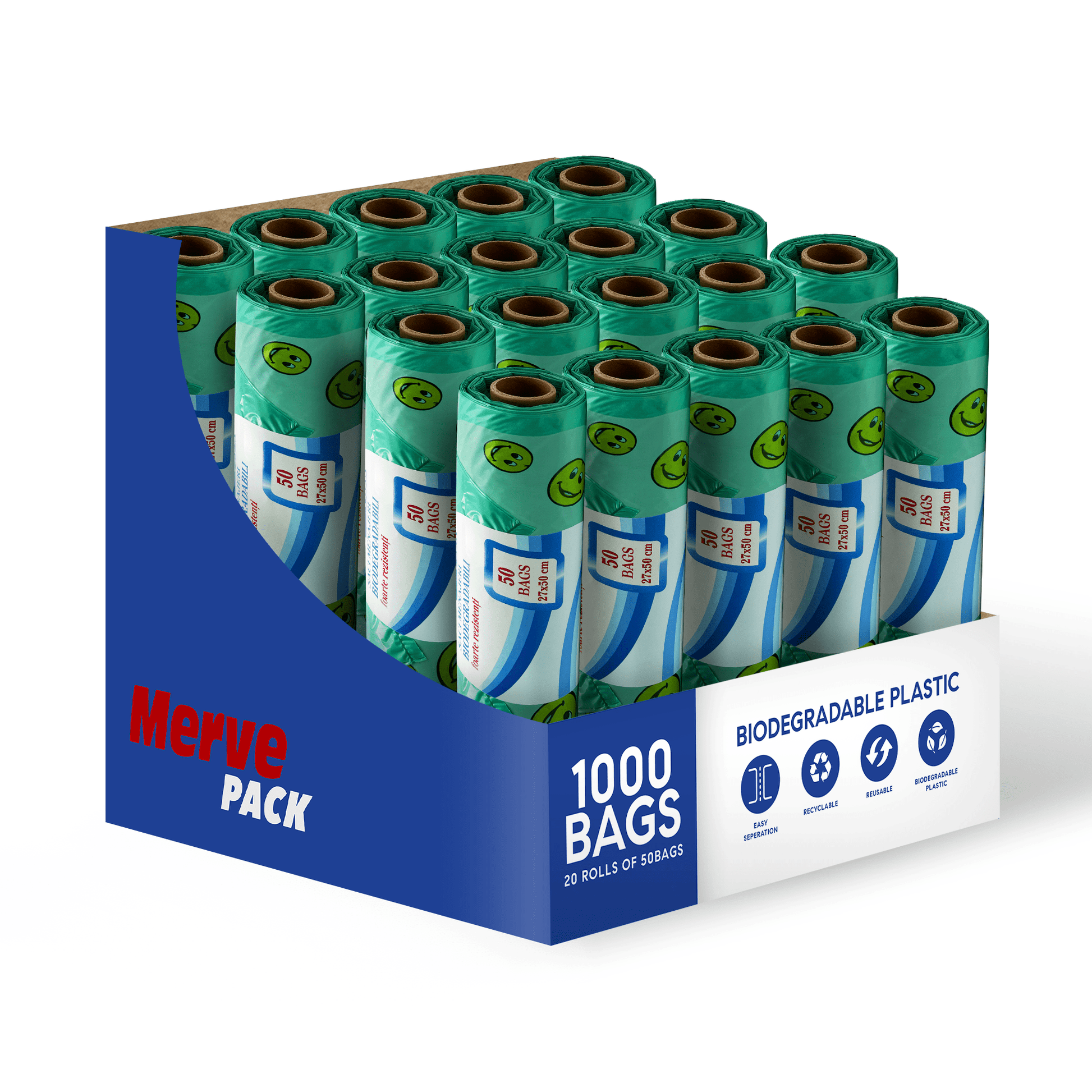 1000 Count | Medium Size - Recycled Carrier Bags Wholesale - YouKind