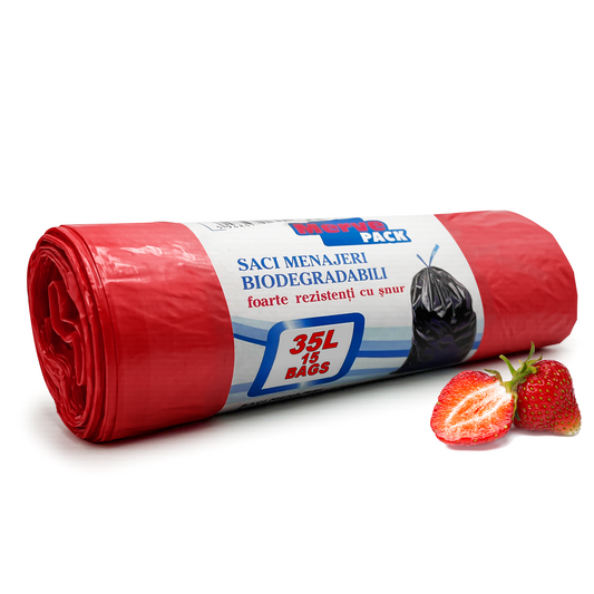 35L and 60L Strawberry Scented  Biodegradable Plastic Bin Liners