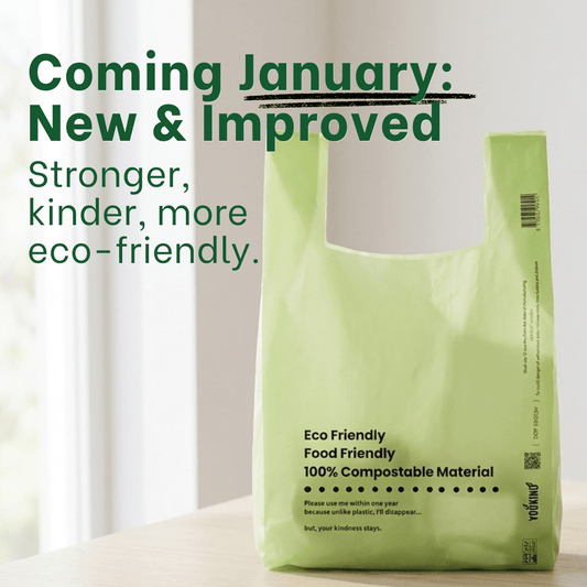Large 20 Liter (50 Bags per pack) - 100% Compostable Carrier Bags with Handle - Versatile for Grocery, Food Take - aways, and Household Use - YouKind