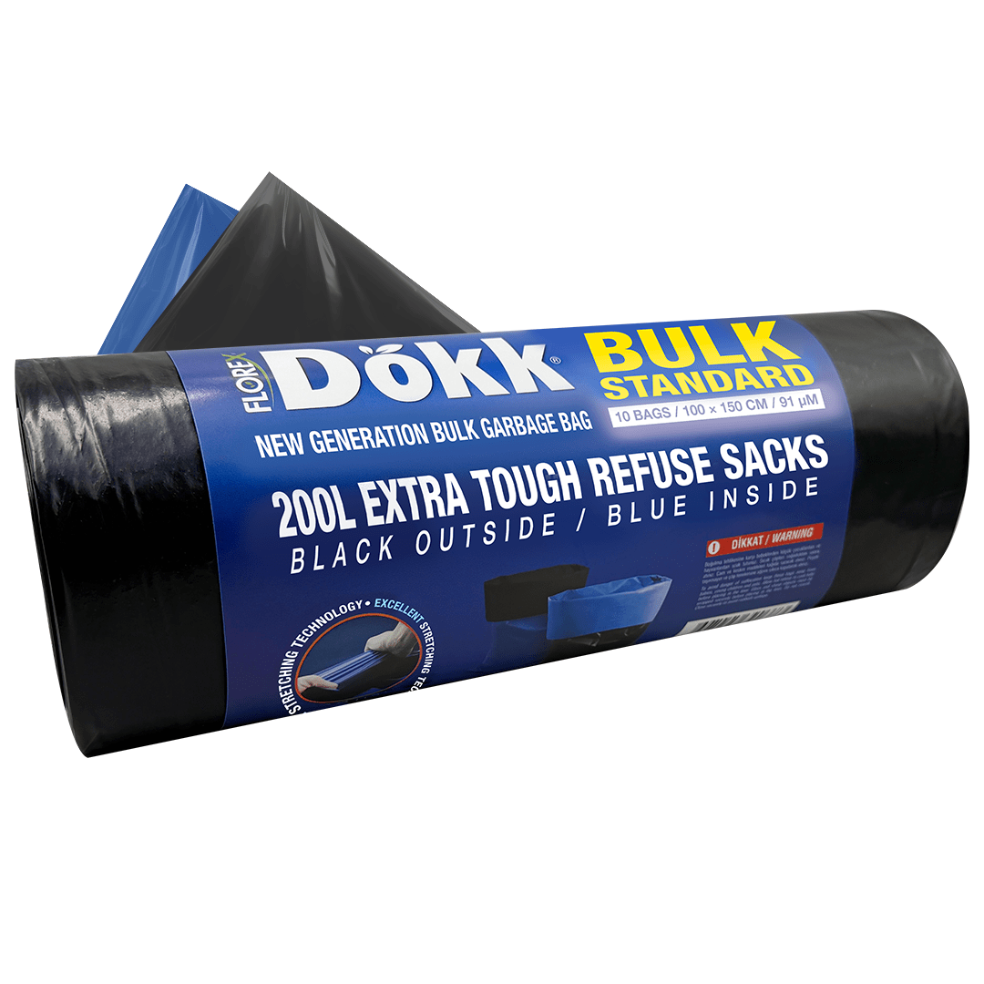 200L Extra Tough Refuse Sacks - 91µm (10 Bags per roll) - YouKind