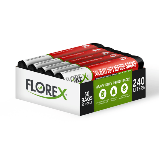 240L Heavy Duty Bin Bags - 90µm Double Layer (50 Bags) - YouKind