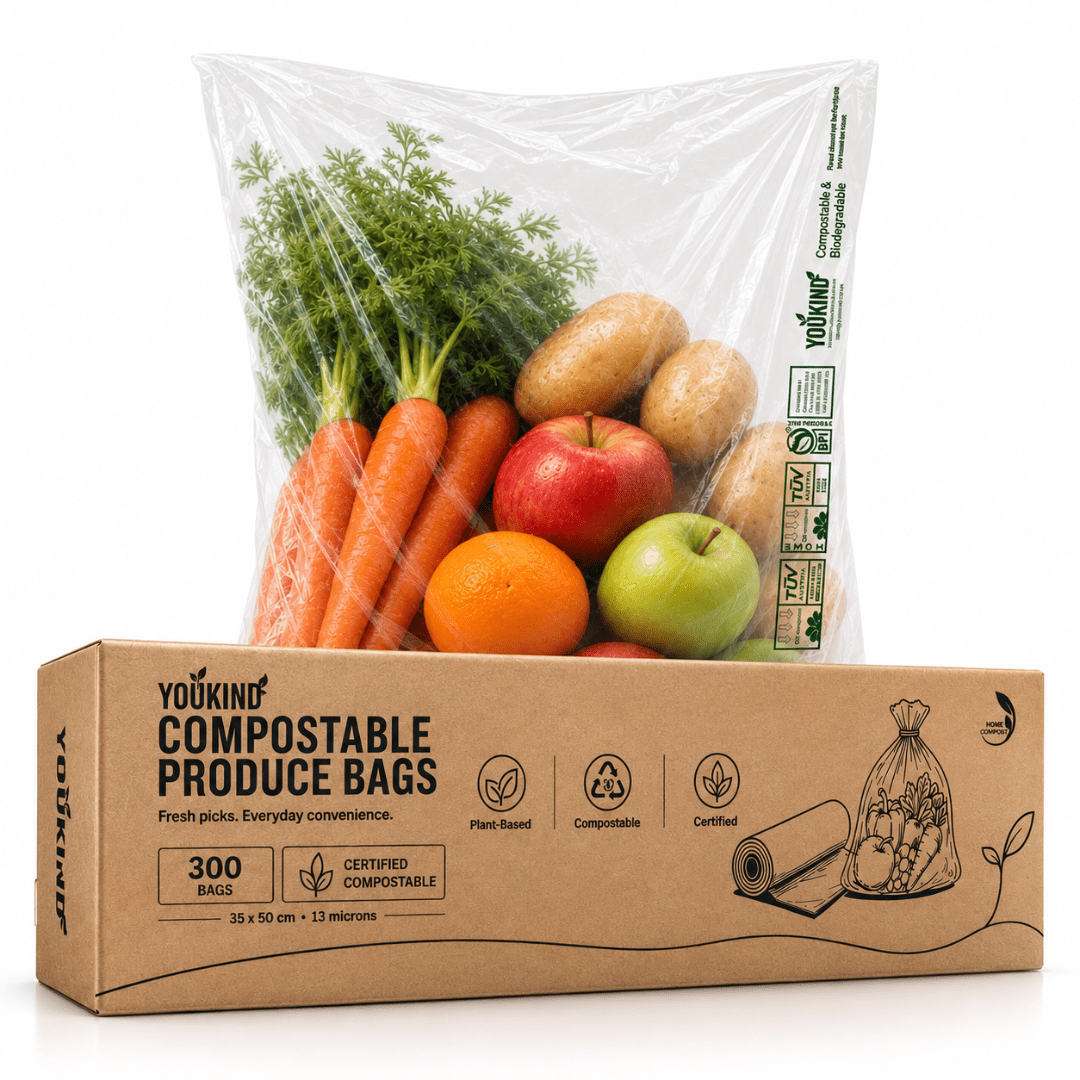 Compostable Produce Bags, 300 Per Roll, Fruit & Veg - YouKind