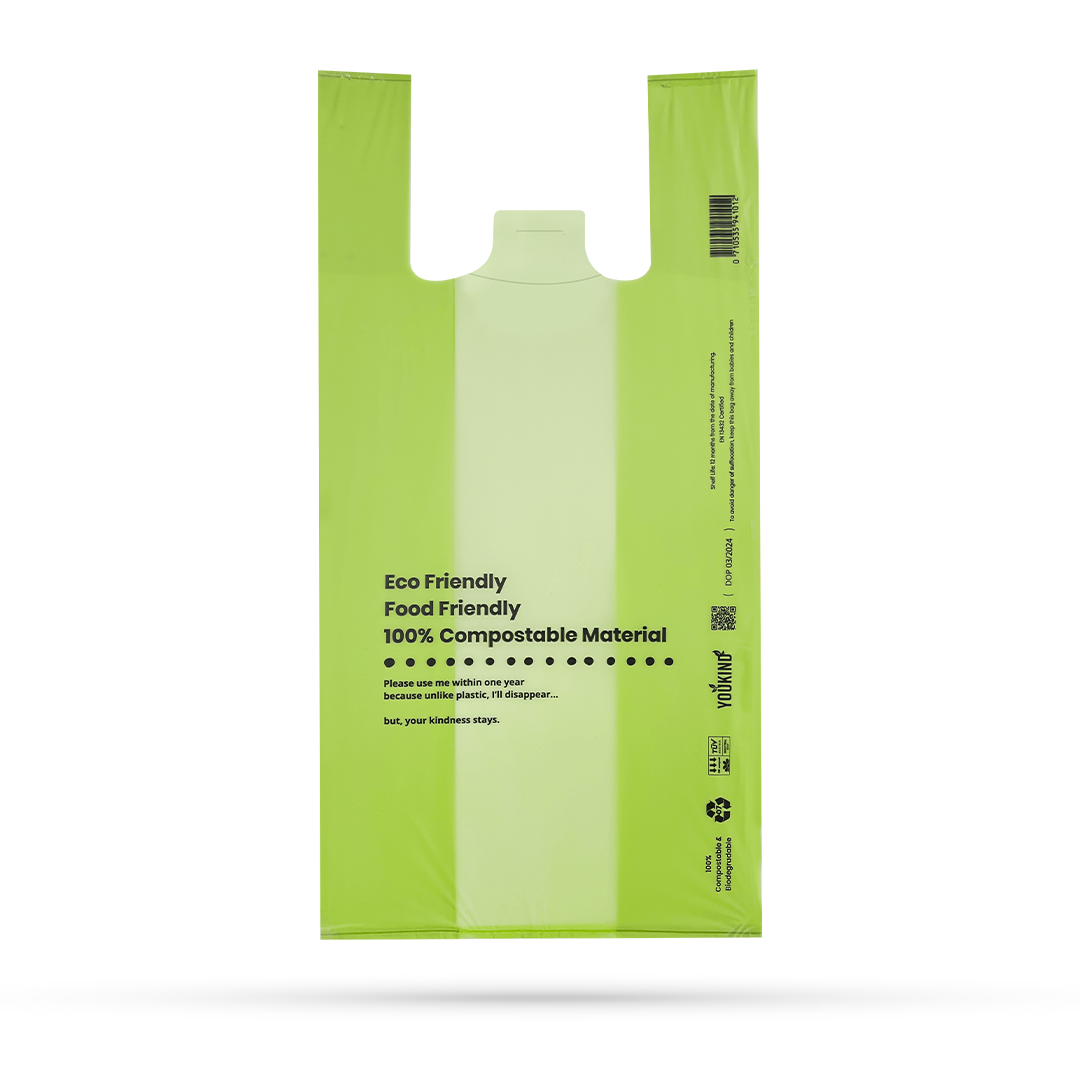 20L Compostable Carrier Bags with Handles – Large, Strong, and Versatile for Grocery, Food Waste, and Household Use