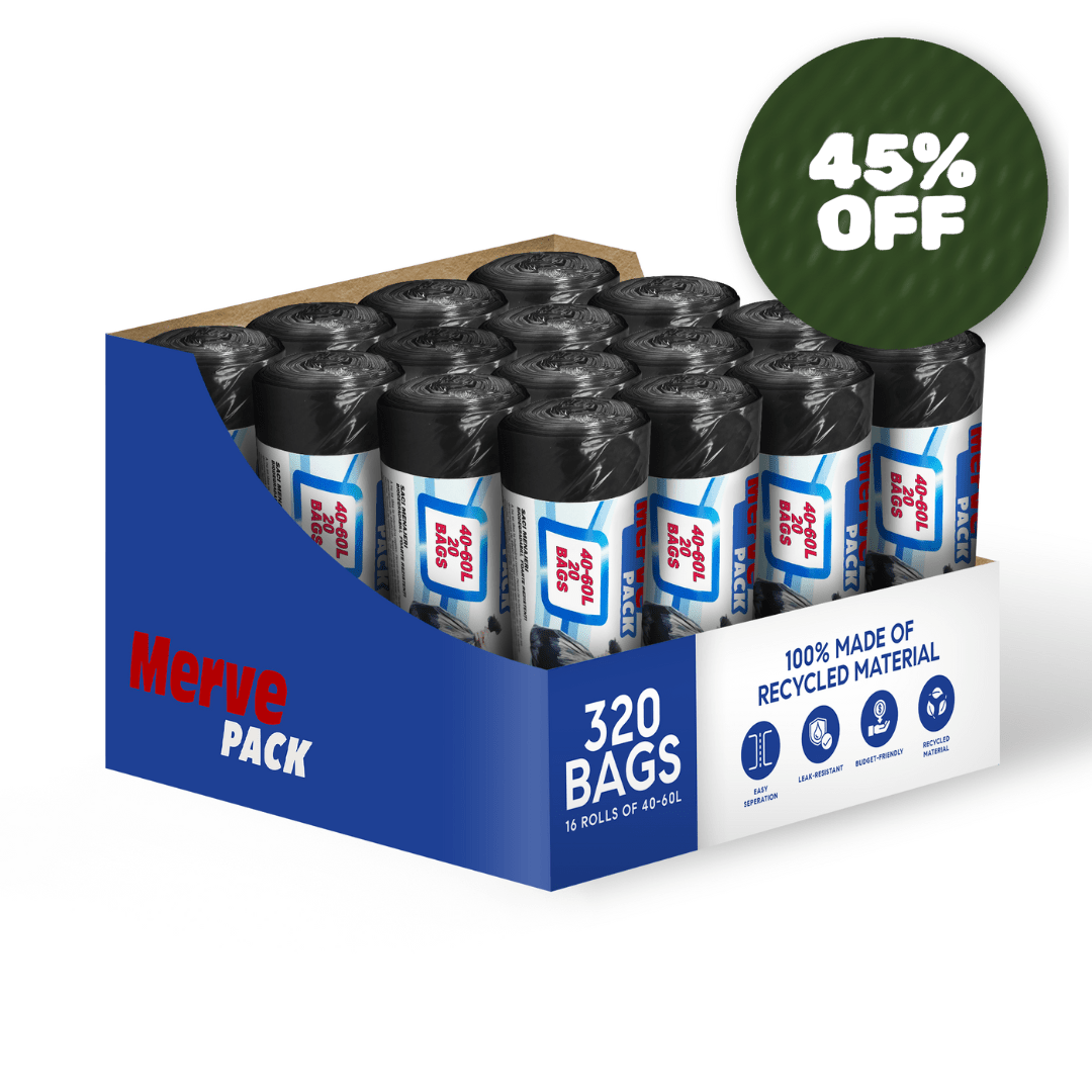 100L - 120L (300 Bags) - Black Bin Bags - 100% Made of Recycled Material - YouKind