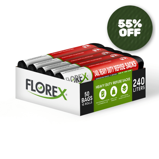 240L Heavy Duty Bin Bags - 90µm Double Layer (50 Bags) - YouKind