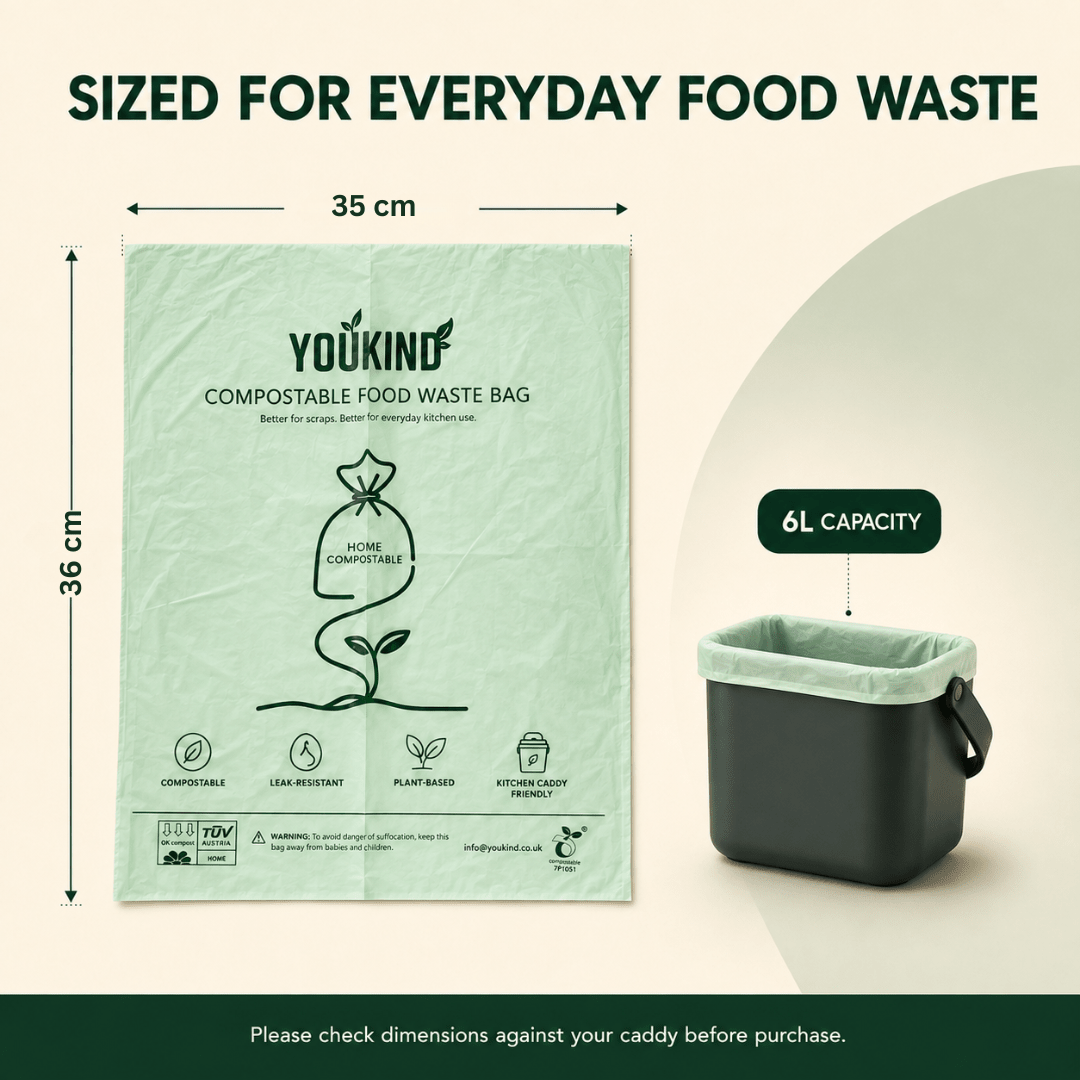 Compostable Food Waste Bags, 40 Per Roll, Kitchen Caddy Liners - YouKind