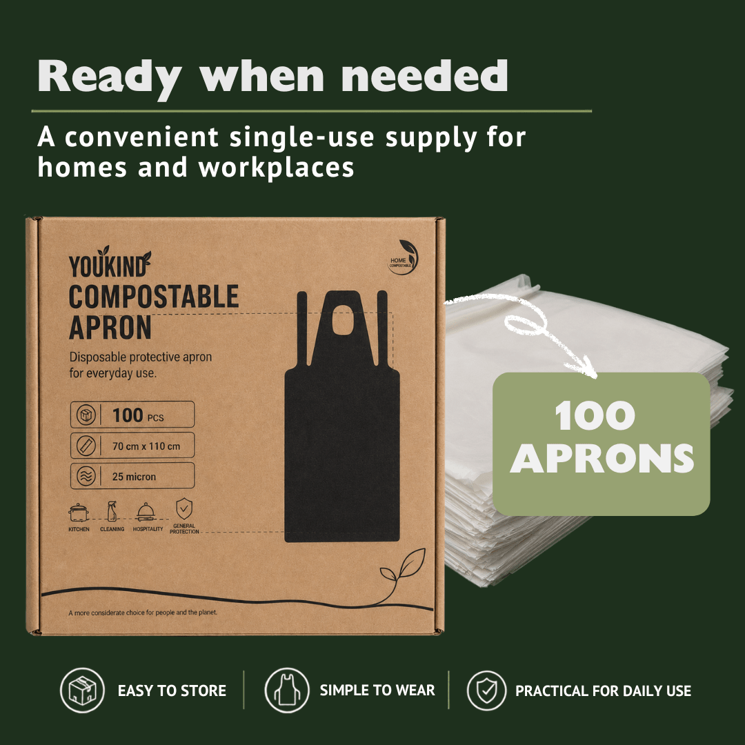 Compostable Disposable Apron, 100 Pack — Food Prep & Cleaning - YouKind