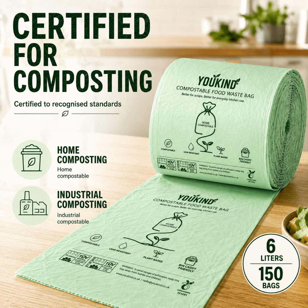 Compostable Food Waste Bags, 40 Per Roll, Kitchen Caddy Liners - YouKind