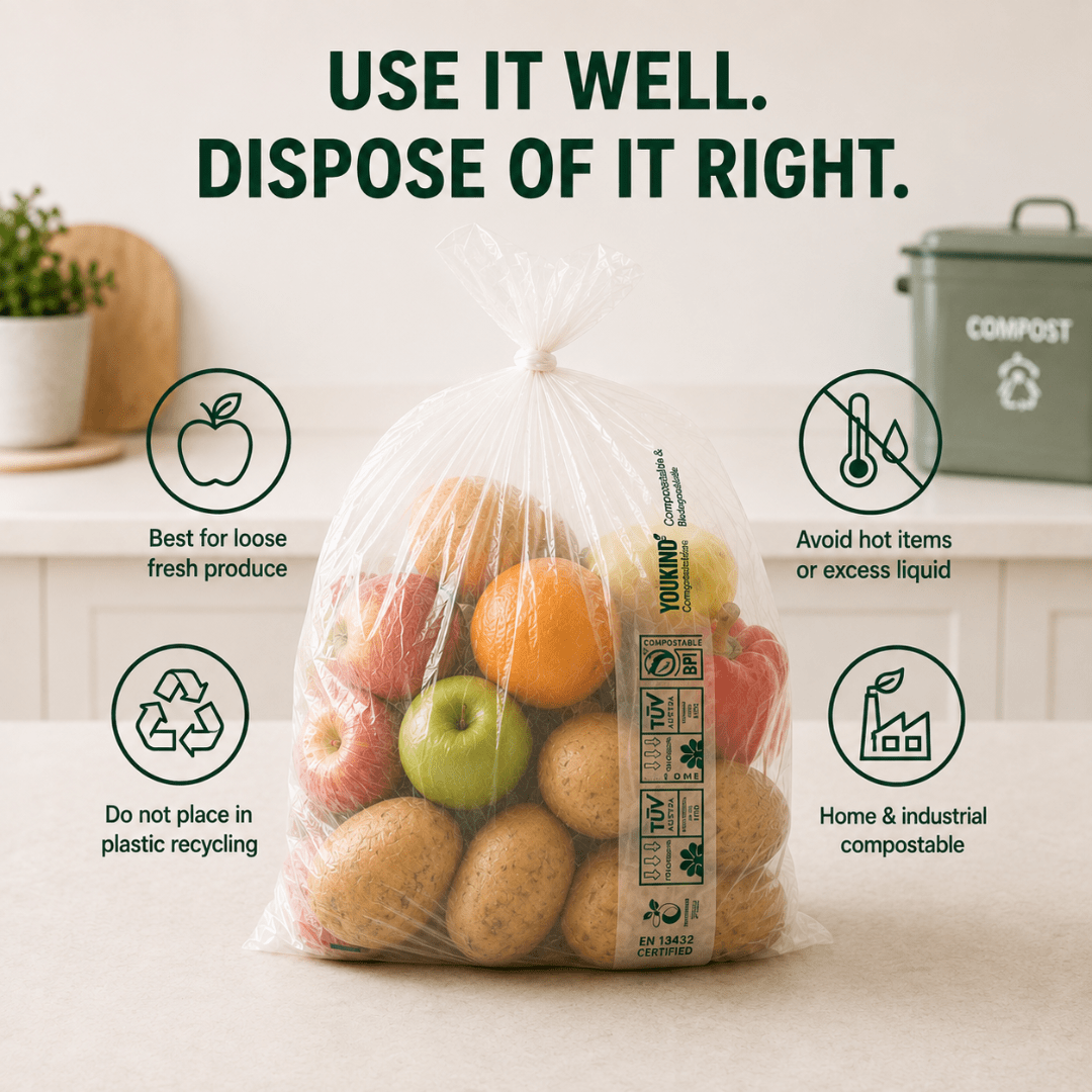Compostable Produce Bags, 300 Per Roll, Fruit & Veg - YouKind