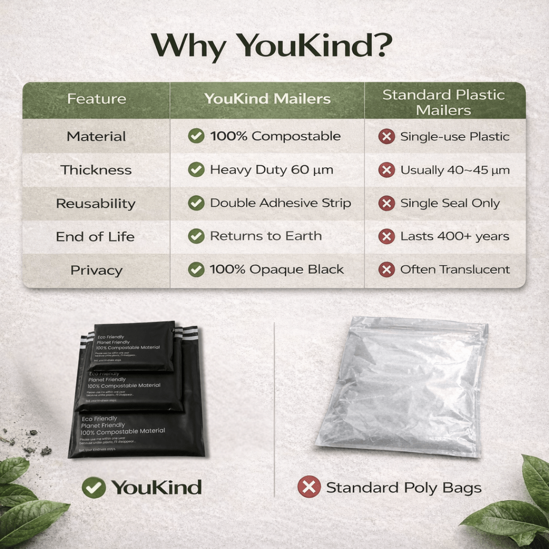 Compostable Mailing Bags - Large | YOUKIND UK - YouKind
