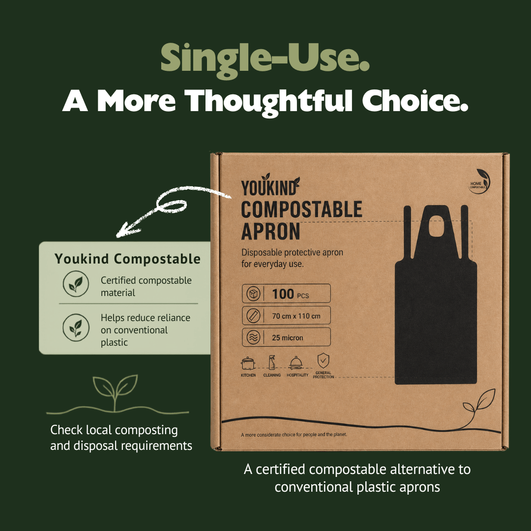 Compostable Disposable Apron, 100 Pack — Food Prep & Cleaning - YouKind