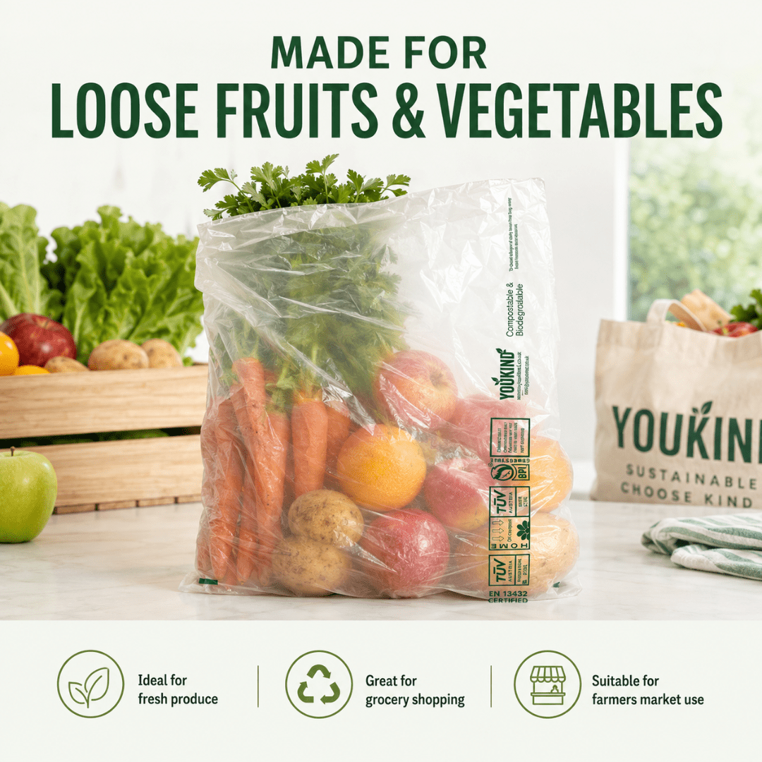 Compostable Produce Bags, 300 Per Roll, Fruit & Veg - YouKind