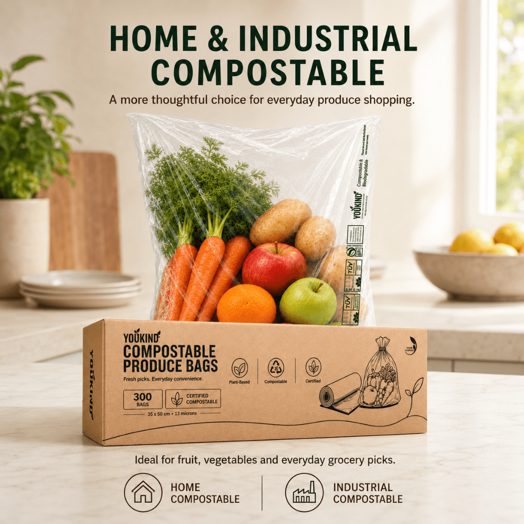 Compostable Produce Bags, 300 Per Roll, Fruit & Veg - YouKind