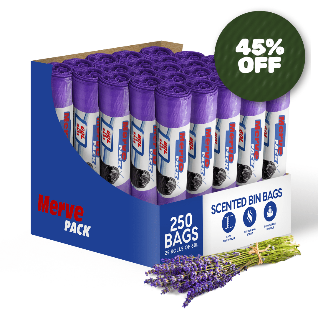 60L (250 Bags) - Lavender Scented Bin Bags with Drawsting - YouKind