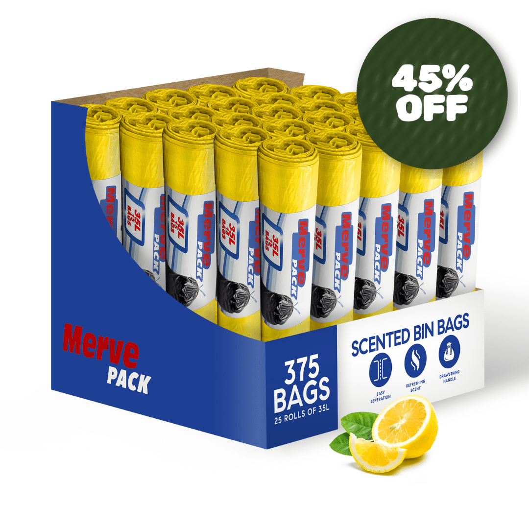 35L (375 Bags) - Lemon Scented Bin Bags with Drawsting - YouKind