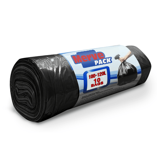 100L - 120L (10 Bags per Roll) - Black Bin Bags - 100% Made of Recycled Material - YouKind