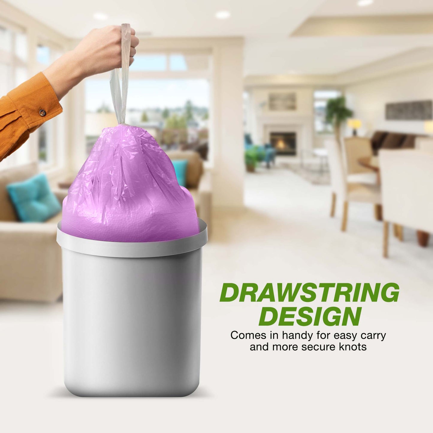 40L Bin Bags - 345 Counts Lavender Scented Bin Liners with Drawstrings - YouKind