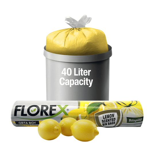 40L Bin Bags - Lemon Scented Bin Bags with Drawstrings - YouKind