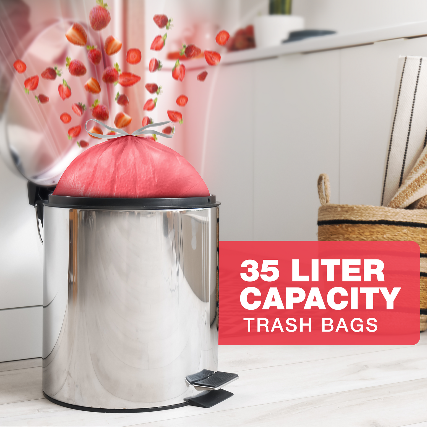 35 Liters - Kitchen Bin Bags with Drawstring