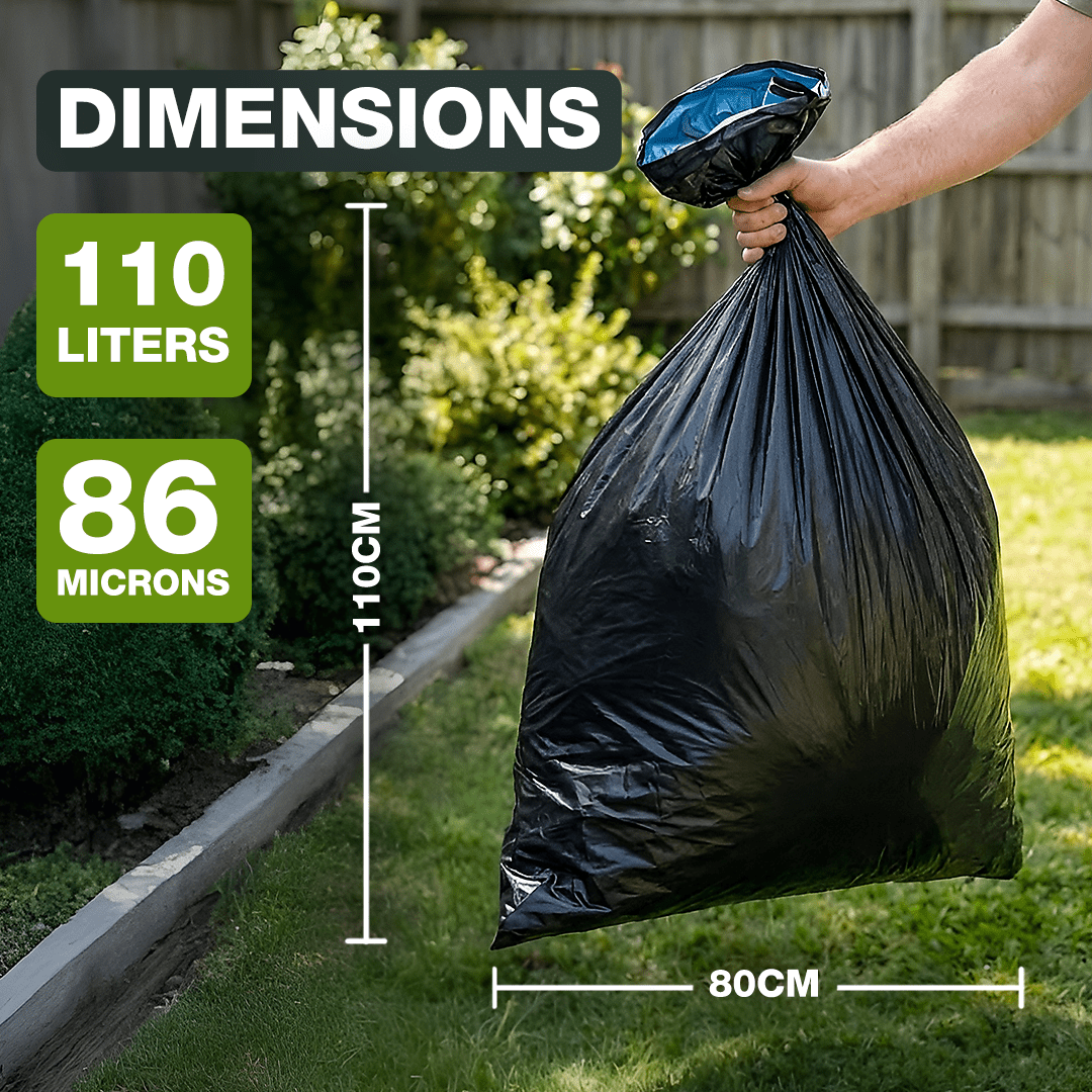 Black Bin Bags 100L Strong (86mc) - YouKind
