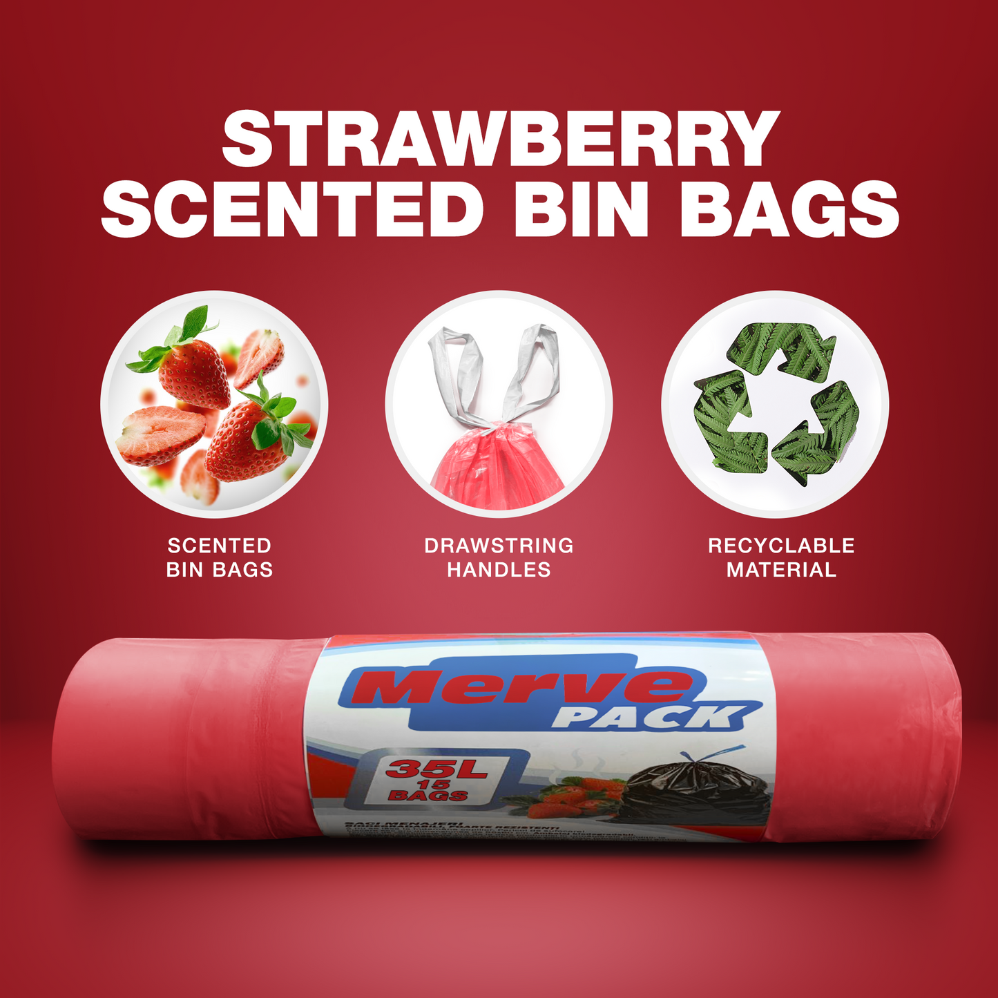 35 Liters - Kitchen Bin Bags with Drawstring