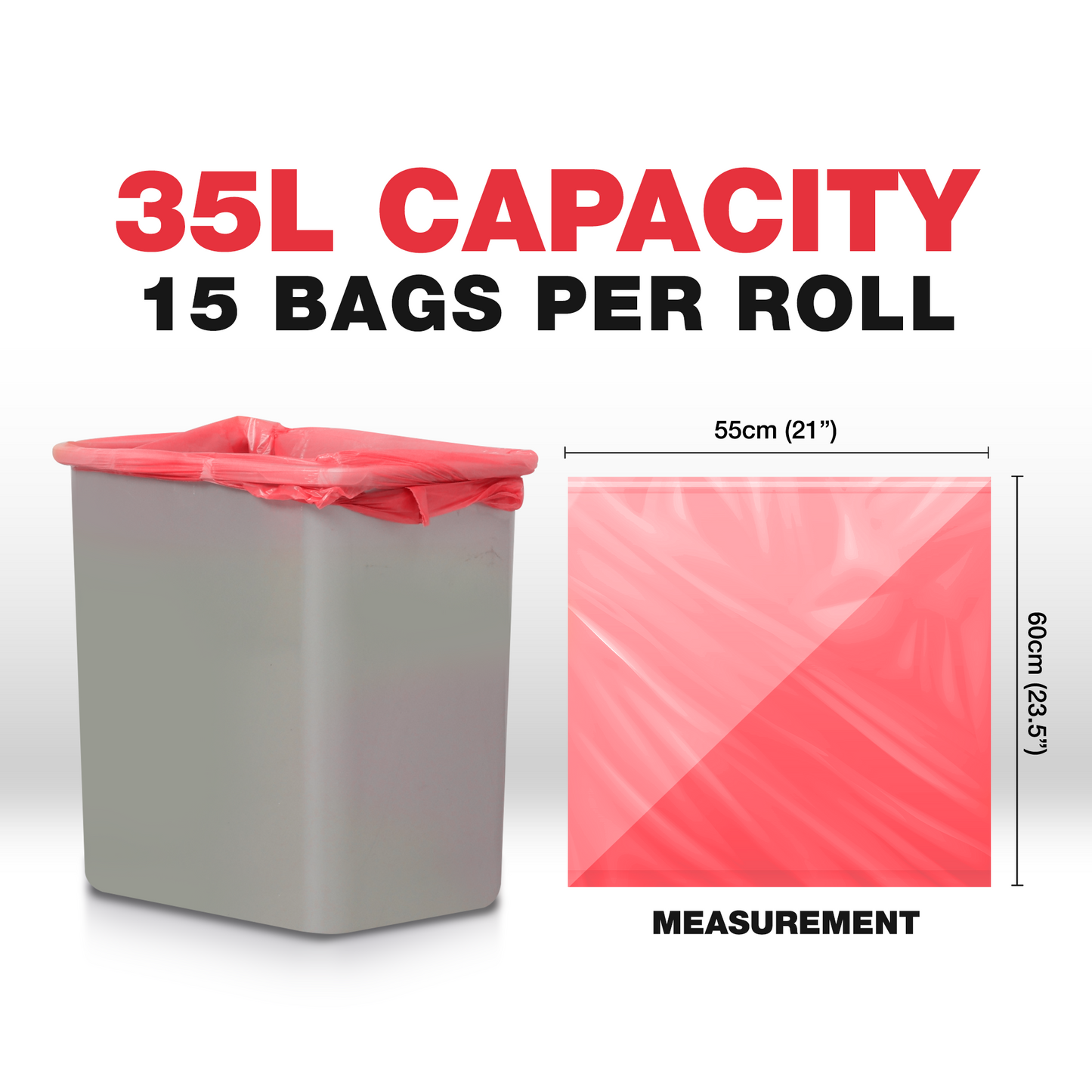 35 Liters - Kitchen Bin Bags with Drawstring