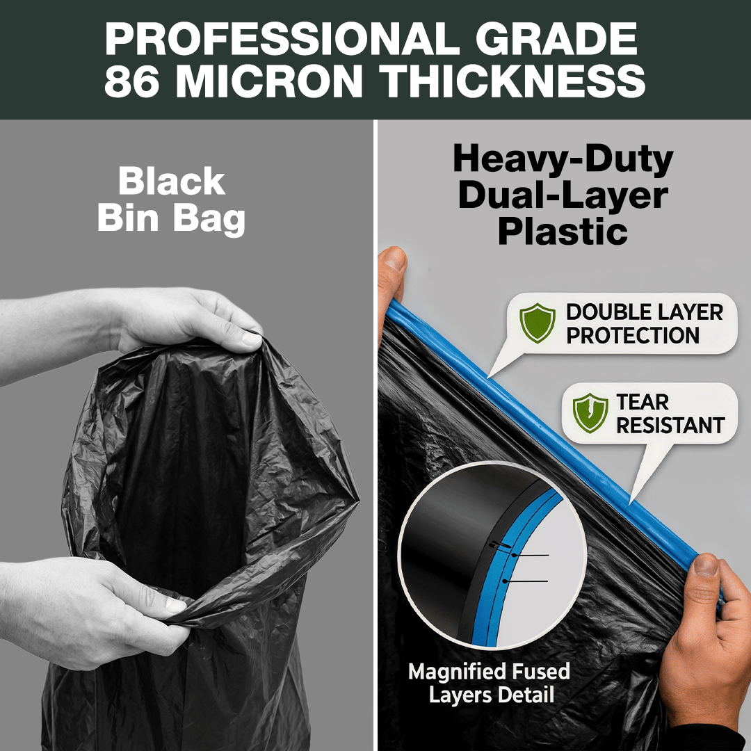 Black Bin Bags 100L Strong (86mc) - YouKind