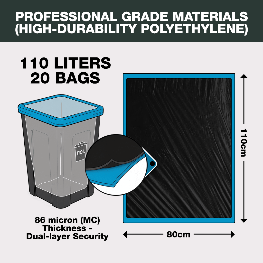 Black Bin Bags 100L Strong (86mc) - YouKind