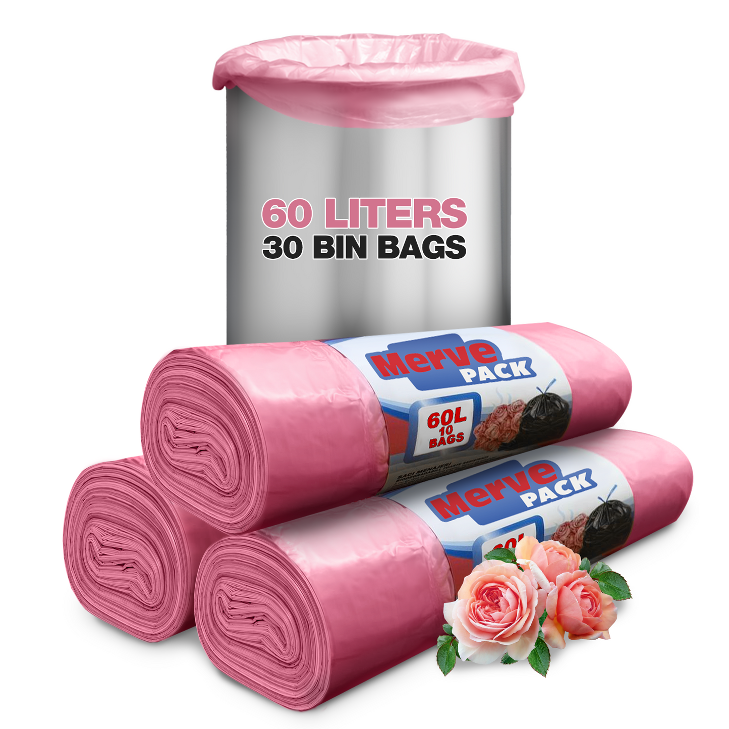 Kitchen Bin Liners | Rose Scented 60L