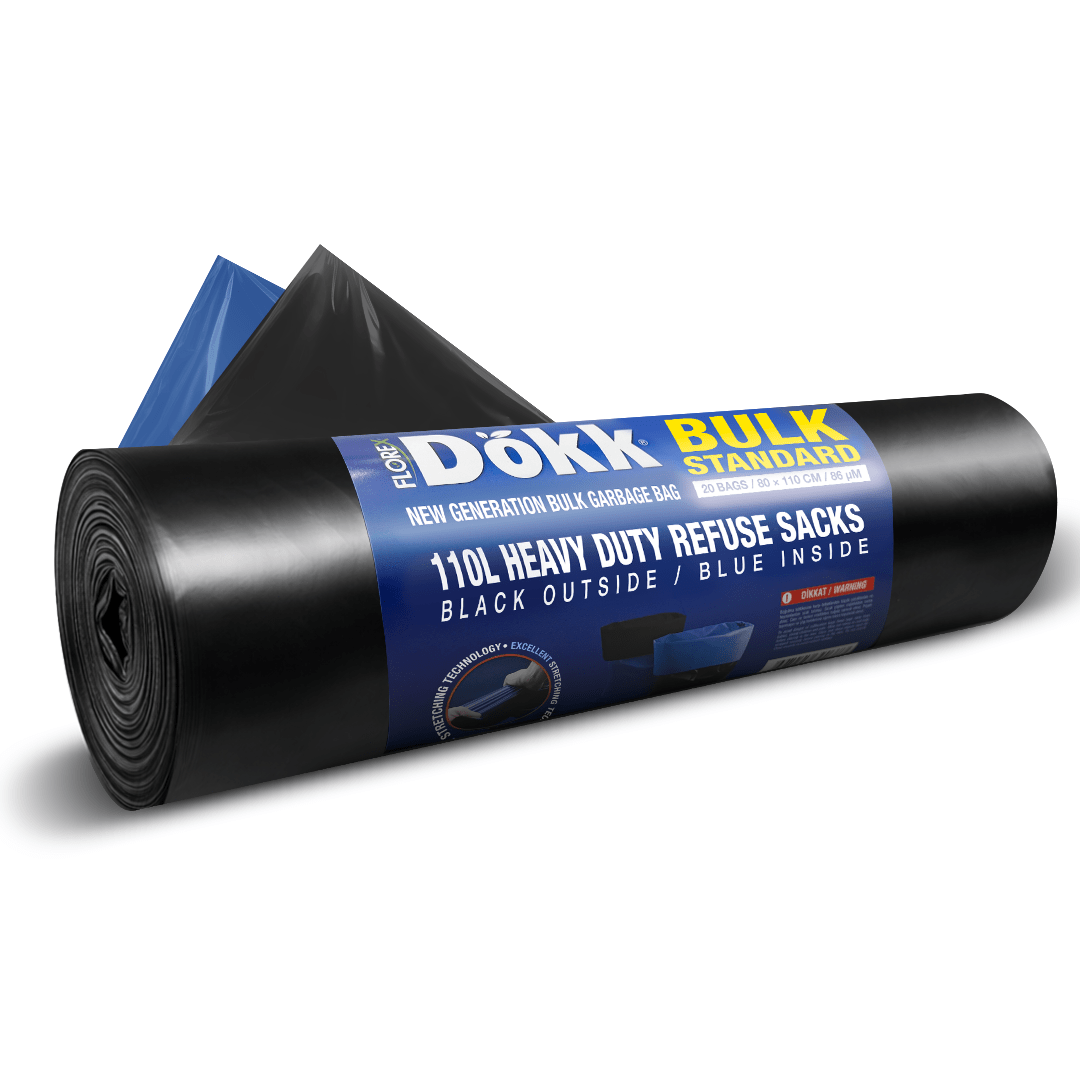 110L Strong Bin Bags | 86mc Black Bin Bags (20 Bags per roll) - YouKind